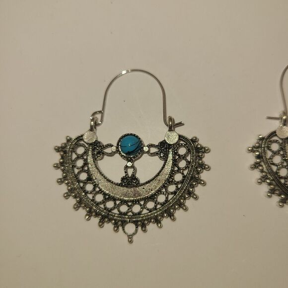 Boho Silver Dangle Earrings - Picture 2 of 6